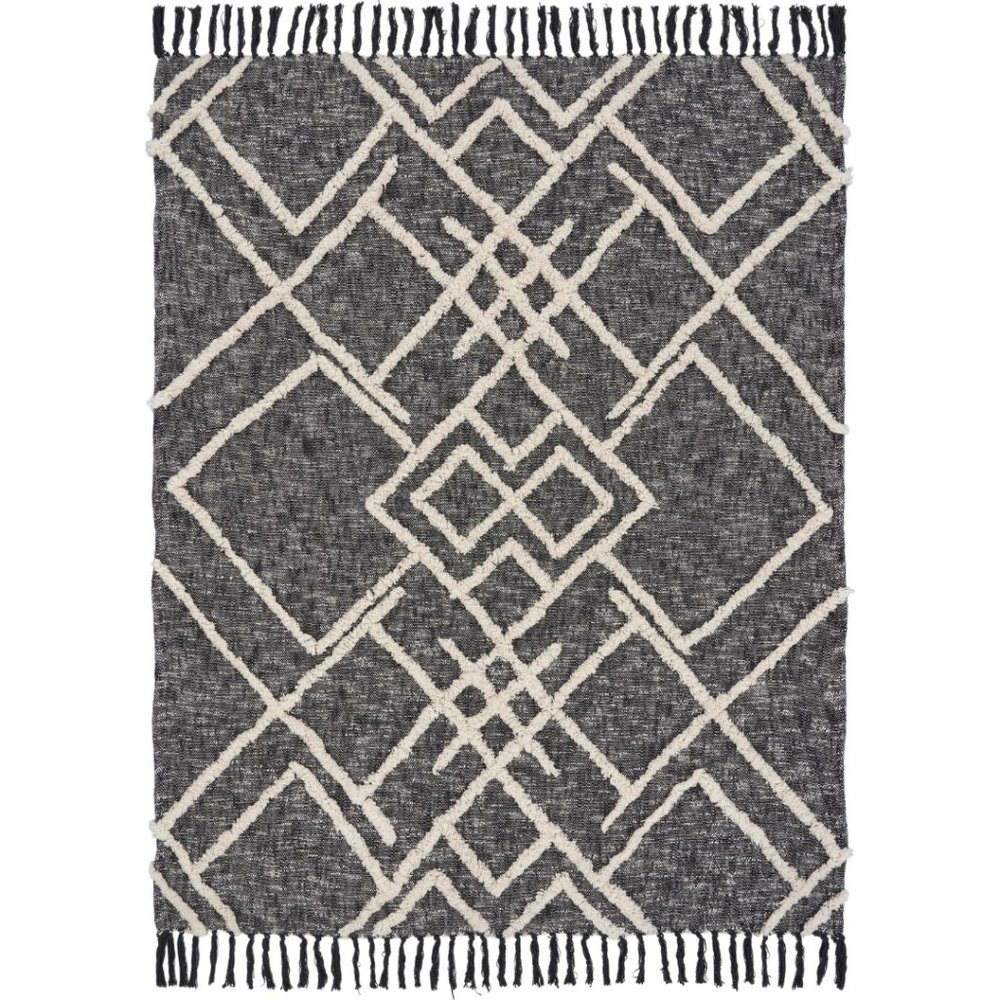 Geometric Tufted Throw Blanket / Black & White / 60"x50" / Cotton Throw Blanket